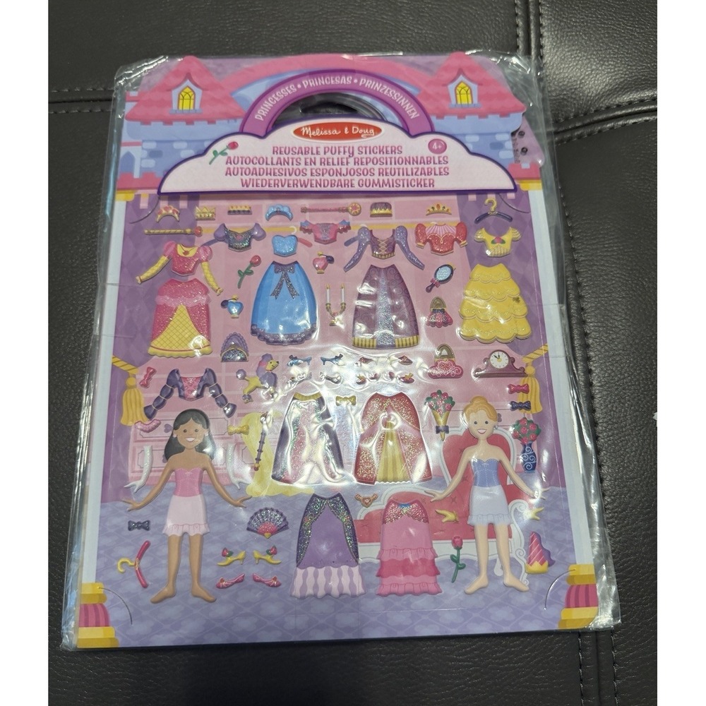 3 Melissa & Doug Puffy Sticker Activity Books Dress-Up, Princess & Mermaid